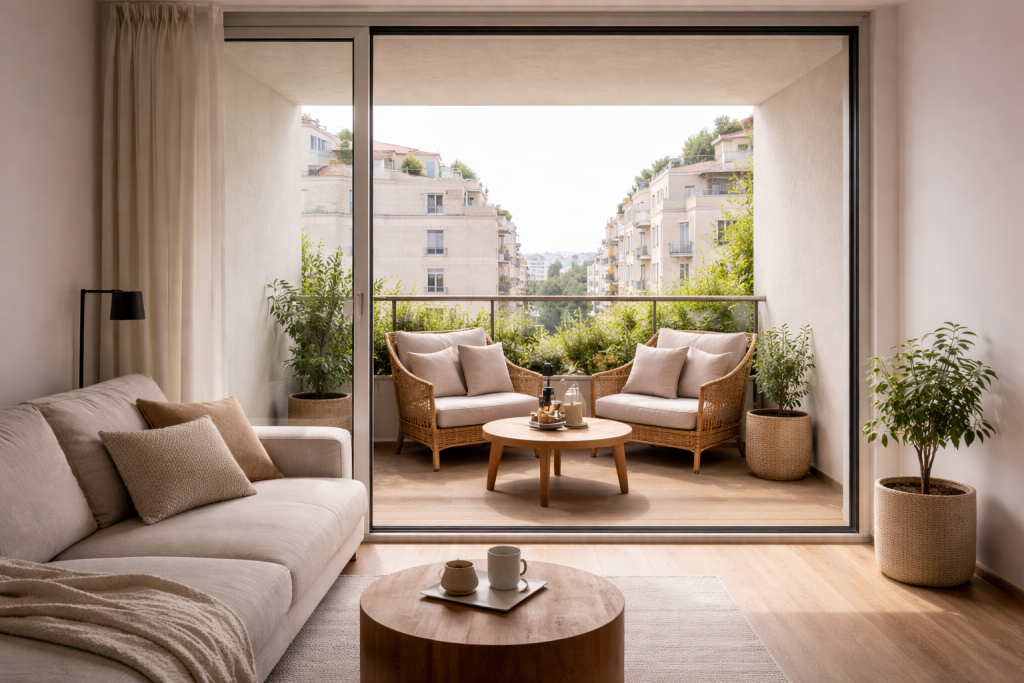 cómo aprovechar una terraza pequeña con continuidad interior exterior